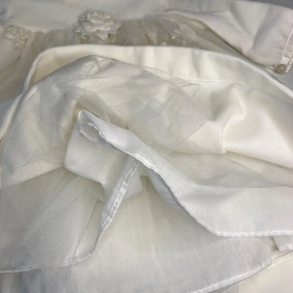 Ciccino white velvet embroidered lace dress roses Easter christening‎ baby 9 m